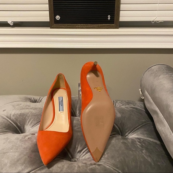 Authentic Red Suede Prada Pumps - Picture 1 of 5